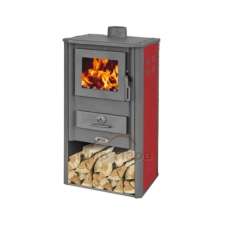 Печь-камин Blist Oganj LM стальная дверца красная фото Печь-камин Blist Oganj LM стальная дверца красная фото в Минске