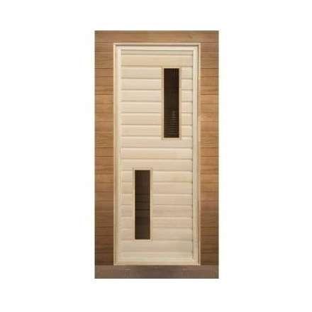 Дверь для бани липа с 2-мя стеклами (кор. хвоя) 1900x700 (без петель) купить в Минске