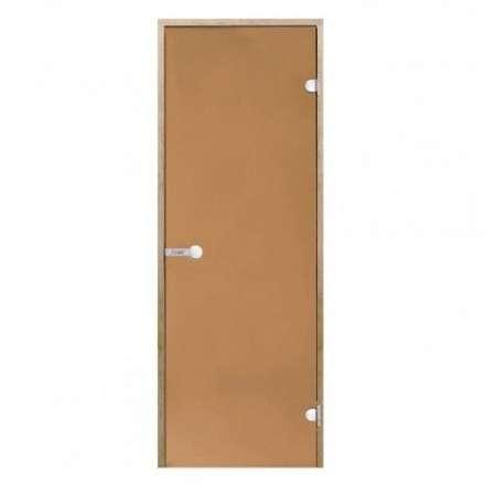 Дверь для бани стеклянная Harvia 8/21 коробка ольха, бронза в Минске