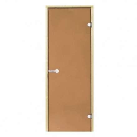 Дверь для бани стеклянная Harvia 7/19 коробка сосна, бронза в Минске