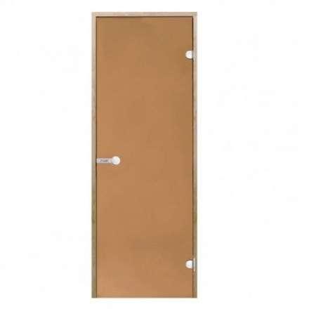 Дверь для бани стеклянная Harvia 7/19 коробка ольха, бронза в Минске