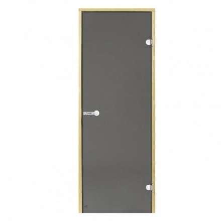 Дверь для бани стеклянная Harvia 7/19 коробка сосна, серая в Минске