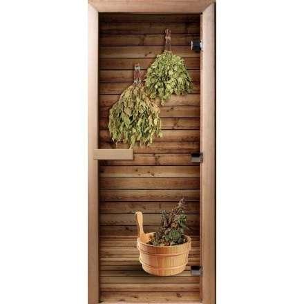 Дверь для сауны Doorwood с фотопечатью A004 1900x700 в Минске