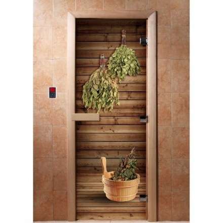 Дверь для сауны Doorwood с фотопечатью A004 1900x700 в Минске