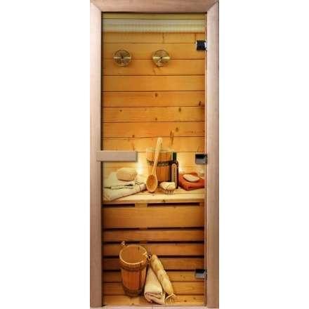 Дверь для сауны Doorwood с фотопечатью A033 1900x700 в Минске