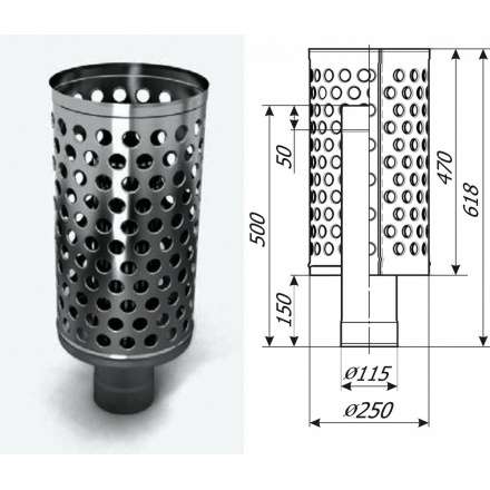 Каменка натрубная ДИЗЕЛЬ, ф115, 1/0,5мм, нерж/нерж в Минске