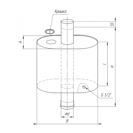 Бак Ferrum Комфорт эллиптический с трубой 60 л в Минске