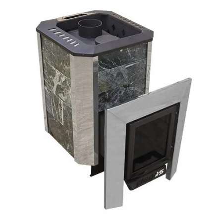 Печь банная Пегас 16 со стеклом в камне змеевик фото в Минске