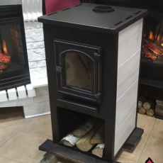 Недорогая печь-камин со стеклом ЭТНА (ДТ-4С) ? 115 мм для дома и дачи Амазонка бай фото в Минске