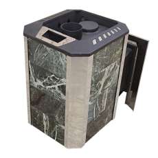 Печь Пегас 16 панорама в камне змеевик в Минске