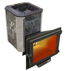 Печь Пегас 16 панорама в камне змеевик Амазонка бай фото в Минске