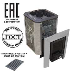 Печь Пегас 16 нерж со стеклом в камне змеевик в Минске