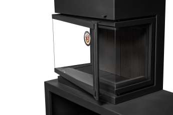 Камин МАДРИД на дровнике Гигант слева черный\белый шамот в Минске