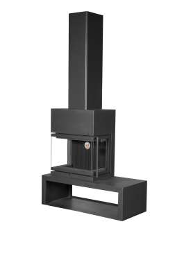 Камин МАДРИД на дровнике Гигант слева черный\белый шамот в Минске