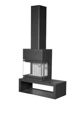 Камин МАДРИД на дровнике Гигант слева черный\белый шамот в Минске