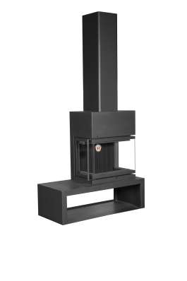 Камин МАДРИД на дровнике Гигант справа черный\белый шамот в Минске