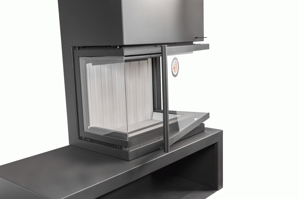 Камин МАДРИД на дровнике Гигант справа черный\белый шамот в Минске