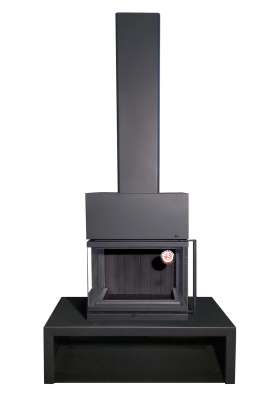 Камин МАДРИД на дровнике Гигант центральный черный\белый шамот в Минске