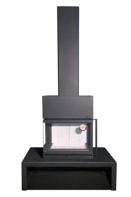 Камин МАДРИД на дровнике Гигант центральный черный\белый шамот в Минске