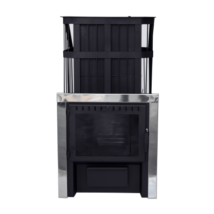 Печь банная Сибирь-24 c закрытой каменкой, панорамная дверца в Минске