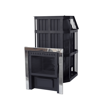 Печь банная Сибирь-24 c закрытой каменкой, панорамная дверца Амазонка бай фото в Минске