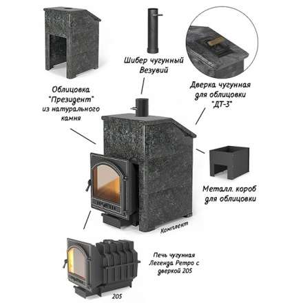 Комплект Президент Везувий Легенда Ретро 205 Пироксенит в Минске