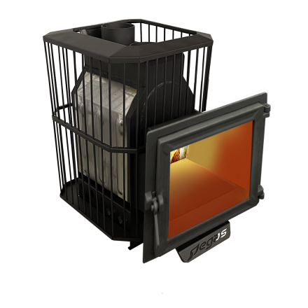 Банная печь Пегас 16 панорама нерж сетка фото в Минске