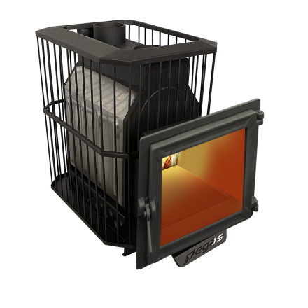 Банная печь Пегас 26 нерж панорама сетка фото в Минске