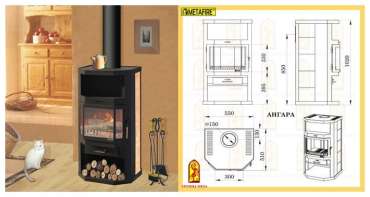 Купить стальной камин с шамотом Мета-Бел Ангара в Минске фото в Минске