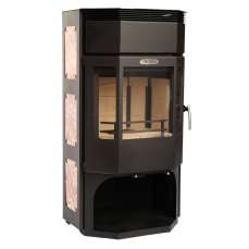 Стальной популярный камин с отделкой шамотом Сибирь 12 фото в Минске