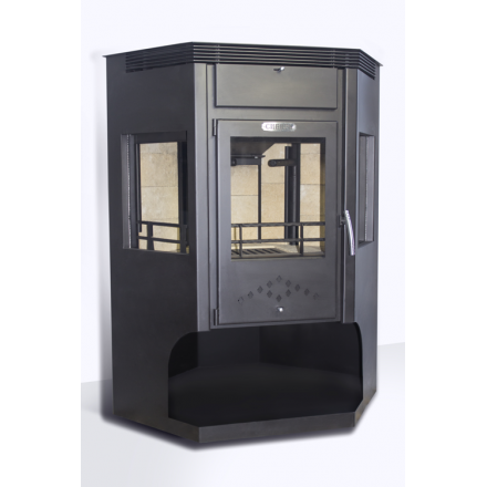 Стальная печь-камин Сибирь 15 с дровницей фото в Минске