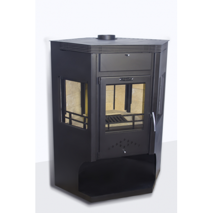 Стальной камин Сибирь 15 с дровницей фото в Минске