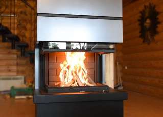 Стальной большой камин Родос 800 черный фото Стальной большой камин Родос 800 черный фото в Минске