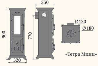 Отопительная печь Термофор Статика Тетра Мини, чёрная бронза фото в Минске