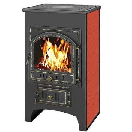 Печь-камин Везувий ПК-02 (205) с плитой красная 12 кВт Амазонка бай фото в Минске