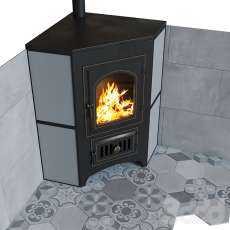 Купить печь-камин Везувий ПК-01 (220) с конфоркой угловой талькохлорит в Минске фото в Минске