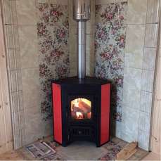 Купить Печь-камин Везувий ПК-01 (220) угловой красный 9 кВт в Минске в Минске