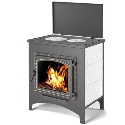 Печь-камин Везувий ПК-04 (240) с плитой беж 12 кВт Амазонка бай фото в Минске