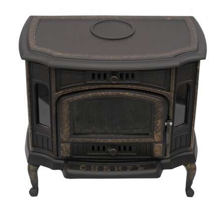 Стильный камин со стеклом Сибирь 10 чугунная Фото в Минске