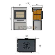 недорогой печь-камин со стеклом ЭТНА (БКД) с плитой Амазонка бай фото в Минске