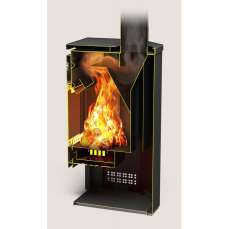 Стальной камин со стеклом Теплодар Кадриль фото в Минске