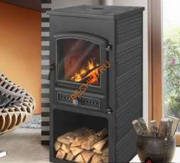 Печь-камин ЭТНА (БКД) с плитой и теплообменником фото в Минске