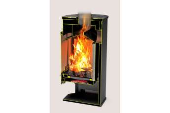 Стальной недорогой камин с дровницей Теплодар Румба фото в Минске