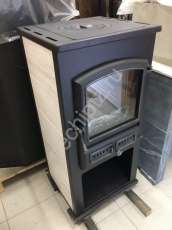 Печь-камин со стеклом ЭТНА (БКД) с плитой и ТО фото в Минске