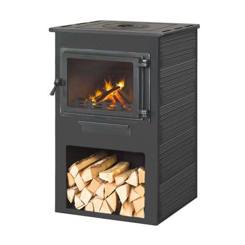 Печь-камин ЭТНА (Панорама) с плитой фото в Минске