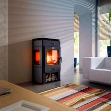 Стильный камин с тремя стеклами Теплодар Танго Трио фото в интерьере в Минске