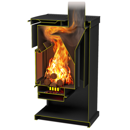 Стальной недорогой камин Теплодар ОВ-140 (прямой) фото в Минске