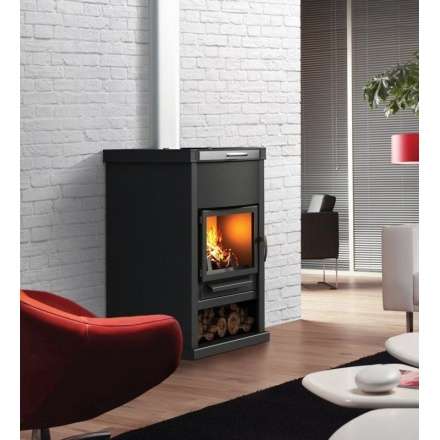 Стальной недорогой камин Теплодар ОВ-140 (прямой) фото в интерьере в Минске