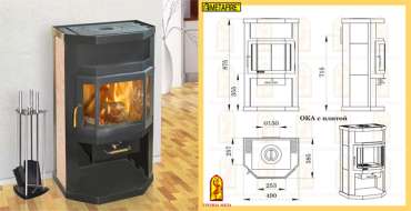 Купить отопительный камин с шамотом Мета-Бел Ока с плитой в Минске фото  в Минске