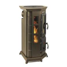 Отопительная недорогая печь Термофор Статика Квинта, чёрная бронза фото с боку в Минске